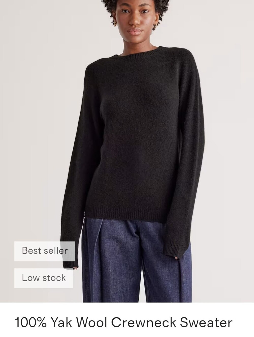 Quince Yak 100% Wool Crewneck Sweater NWT size S Black